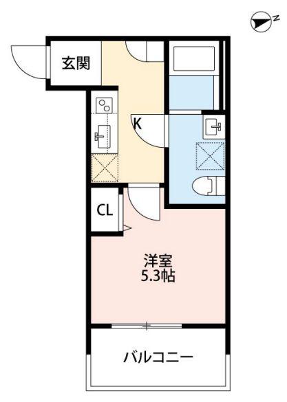 ワイズ七瀬川(1K/1階)の間取り写真