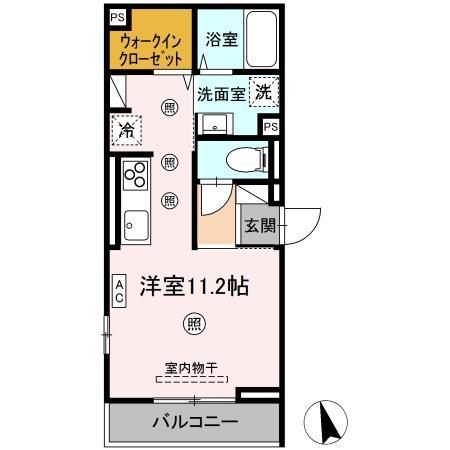 ロイヤルステージ東津田A棟(ワンルーム/2階)の間取り写真