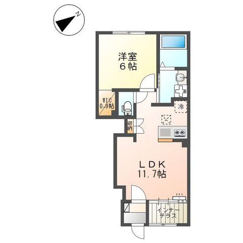 スカイセレーネ(1LDK/1階)の間取り写真