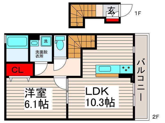 ウィスタリア 7(1LDK/2階)の間取り写真