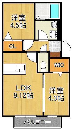 プレジャーライフYUZU(2LDK/1階)の間取り写真