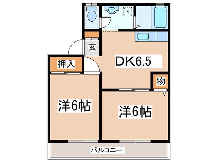 ファミール鍛冶ヶ谷(2DK/2階)の間取り写真