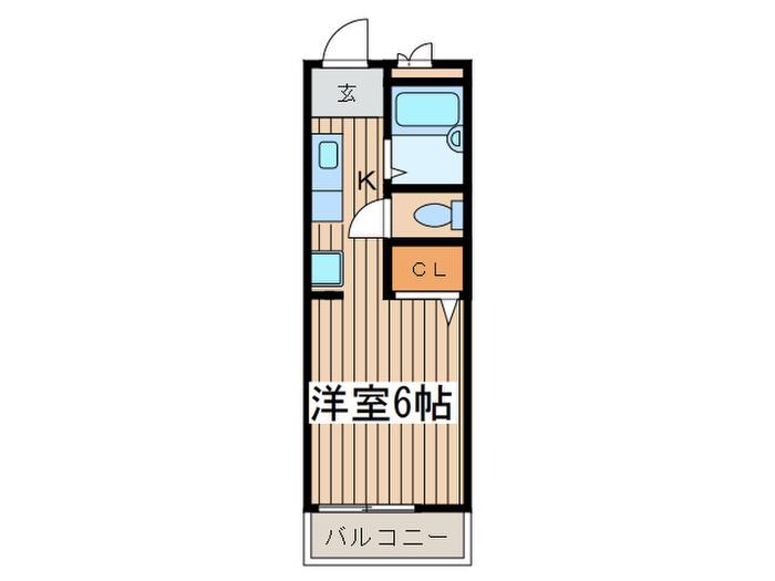 WINGウエスト(1K/1階)の間取り写真