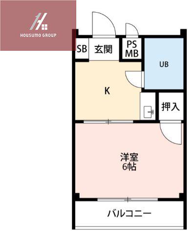 藤井マンション岩田(1K/2階)の間取り写真