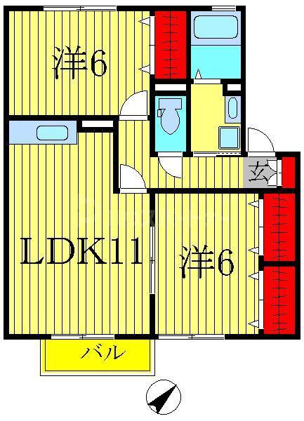 グランシャリオ(2LDK/2階)の間取り写真