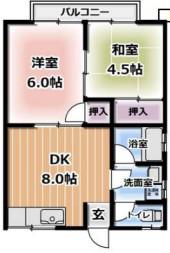 まるきハイツ太秦(2DK/2階)の間取り写真