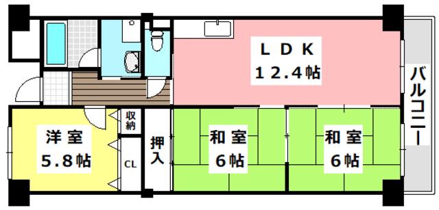 メゾンドールI(3LDK/4階)の間取り写真