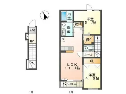 FREEDOM フリーダム(2LDK/2階)の間取り写真
