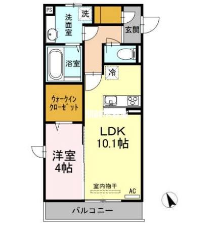 プリムローズ(1LDK/1階)の間取り写真