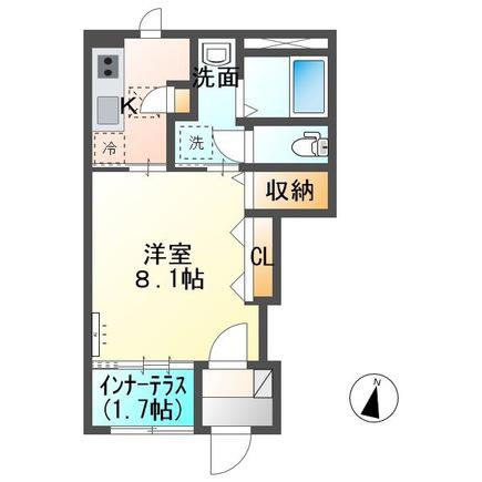 アメニティーハウス(1K/1階)の間取り写真