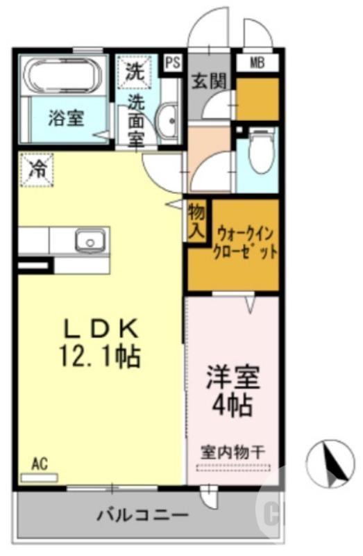 ロイヤルガーデン三国ヶ丘壱番館(1LDK/2階)の間取り写真