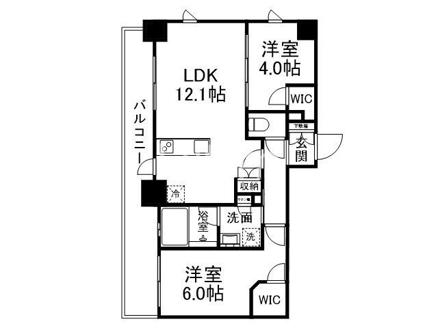ピーノ京都西大路(2LDK/2階)の間取り写真