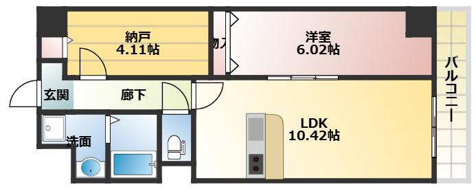 アーバンパーク新大阪(2LDK/6階)の間取り写真