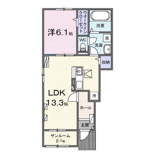 クリーン・ハートT(1LDK/1階)の間取り写真