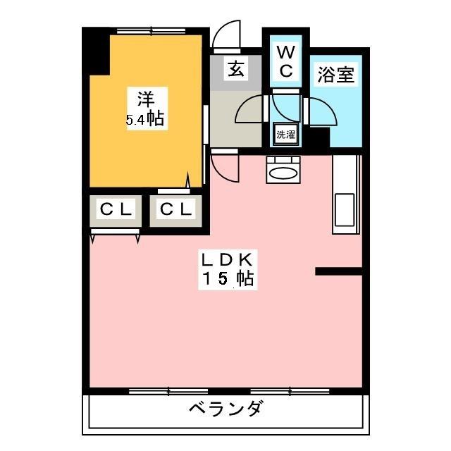 ハイツ岐北(1LDK/3階)の間取り写真