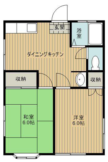 シティハイムコスモス(2DK/2階)の間取り写真