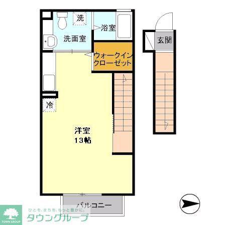 エスポワール(ワンルーム/2階)の間取り写真