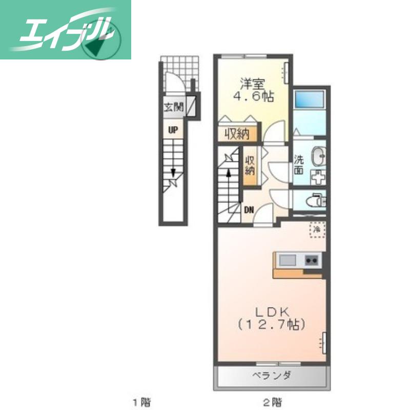 アピラII(1LDK/2階)の間取り写真