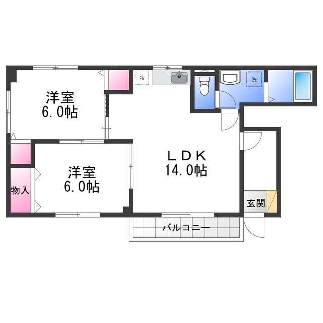 サニー フレグランス(2LDK/1階)の間取り写真