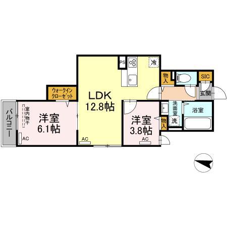 ルリアン北小岩II(2LDK/2階)の間取り写真