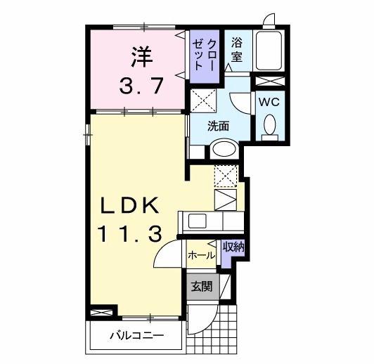 ＪＲ鹿児島本線 富合駅 徒歩86分 2階建 築14年(1LDK/1階)の間取り写真