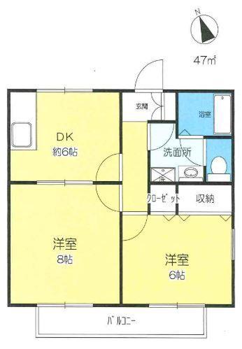 エムヤマグチ(2DK/1階)の間取り写真