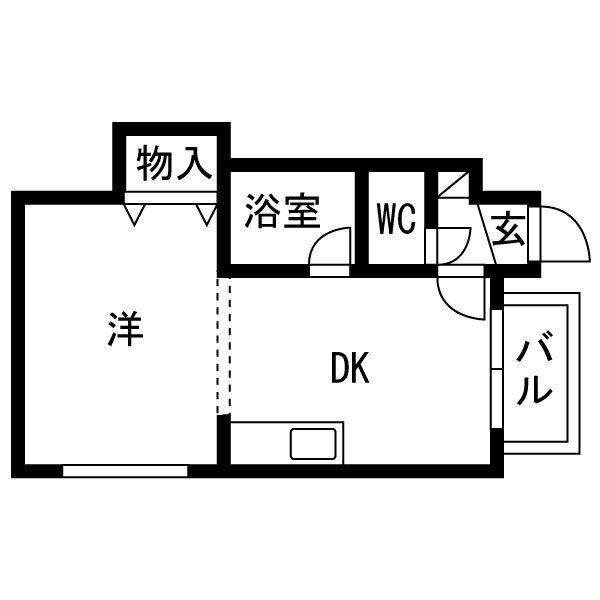 アヴニール(1DK/3階)の間取り写真