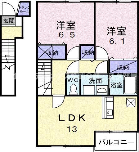 ア・ラ・モード I(2LDK/2階)の間取り写真