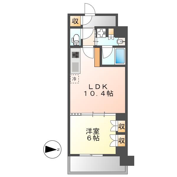 ラフィシア上前津(1LDK/3階)の間取り写真
