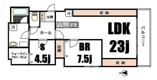シェリーヒルズ横浜(1SLDK/3階)の間取り写真