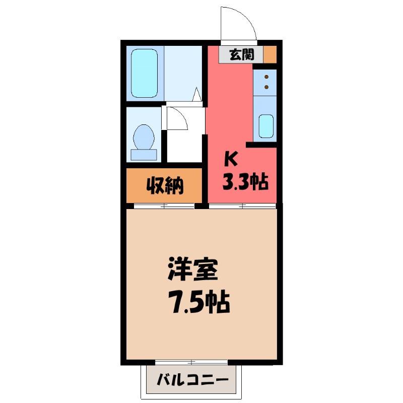 ルネックス(1K/2階)の間取り写真