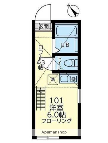 ユナイト衣笠アンシュレッタの杜(ワンルーム/1階)の間取り写真