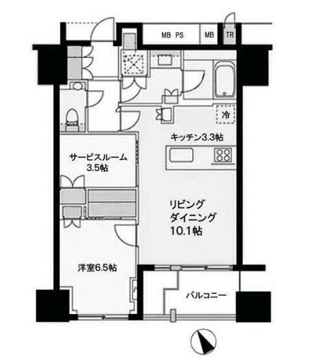 プラウドタワー渋谷(1SLDK/4階)の間取り写真
