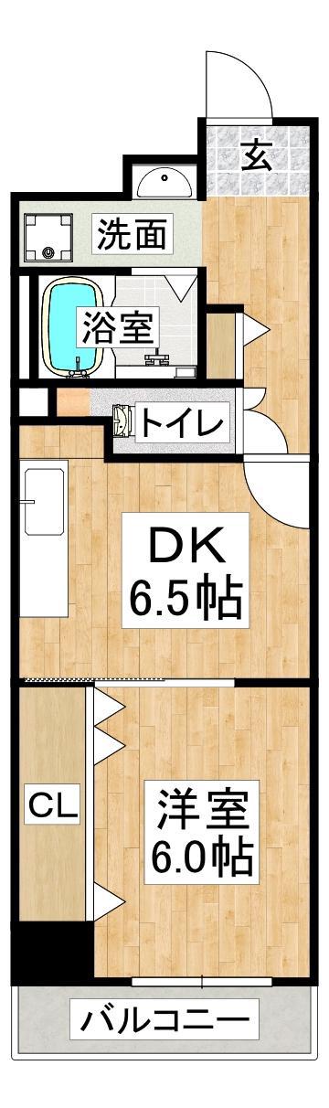西鈴蘭台シティコート(1DK/8階)の間取り写真