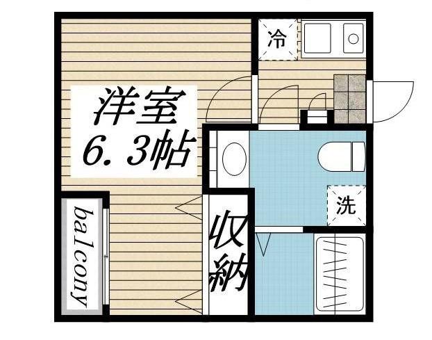 LIBERTA高砂(1K/3階)の間取り写真