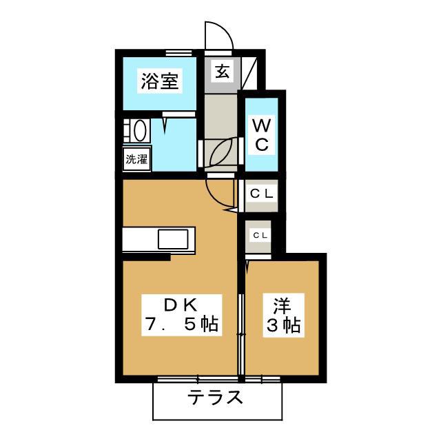 エクセル大和B(1DK/1階)の間取り写真