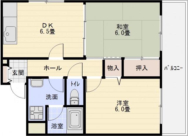 ハイグレード志紀(2DK/4階)の間取り写真