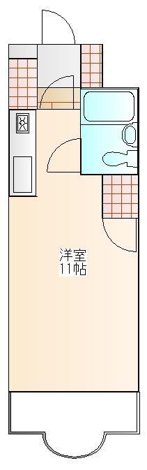 バーディーハイツ(ワンルーム/4階)の間取り写真