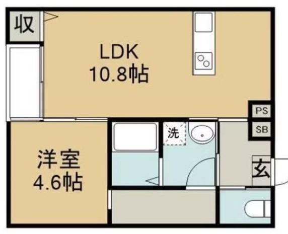 CUORE C棟(1LDK/1階)の間取り写真