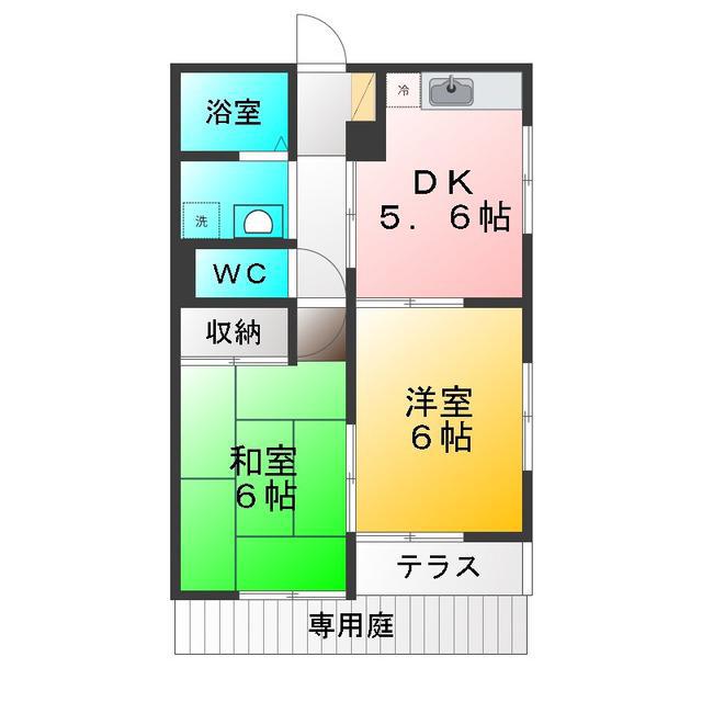 エーデルハイムA(2DK/1階)の間取り写真
