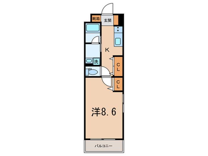 CORVAL三軒茶屋(1K/3階)の間取り写真