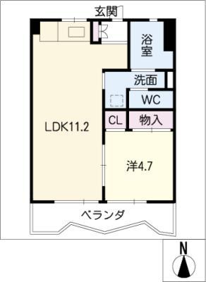 大野ビル(1LDK/3階)の間取り写真