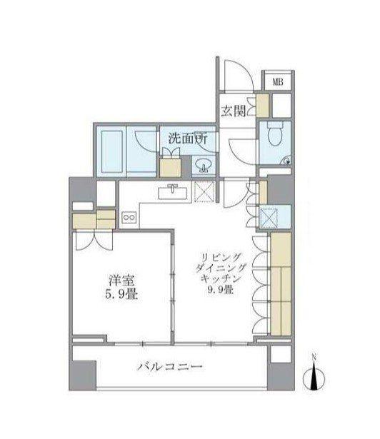KDXレジデンス南麻布(1LDK/4階)の間取り写真