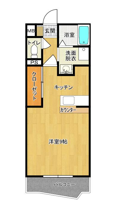 エルクレスト(1K/4階)の間取り写真