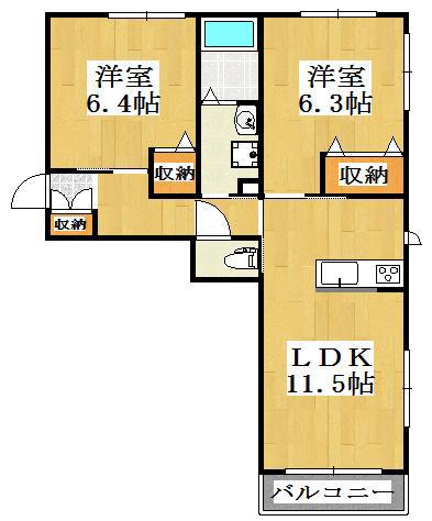 シャーメゾンプレミアス(2LDK/1階)の間取り写真