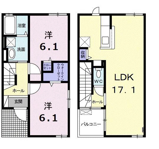 タカヴィレ(2LDK/1階)の間取り写真