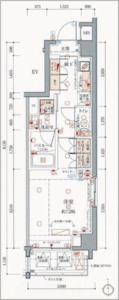 クレヴィスタ亀戸V(1K/4階)の間取り写真