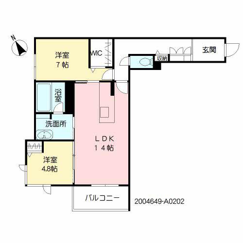 RICCO藤崎宮(2LDK/2階)の間取り写真