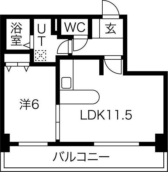 PARKSIDE KIB(1LDK/5階)の間取り写真