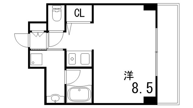 アイローズ芦屋(ワンルーム/4階)の間取り写真